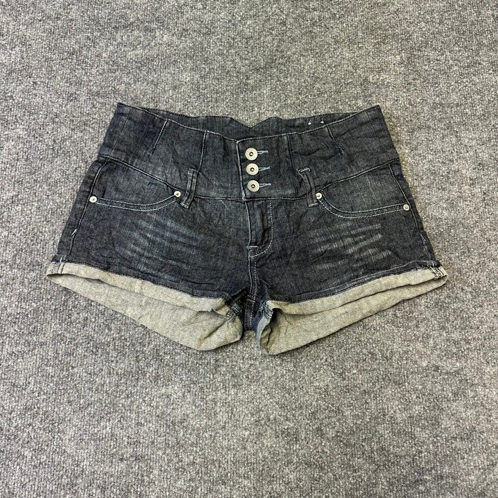 Z.Cavaricci Shorts Womens Size 7 Dark Wash High Waisted Stretch Denim Cuffed Y2K